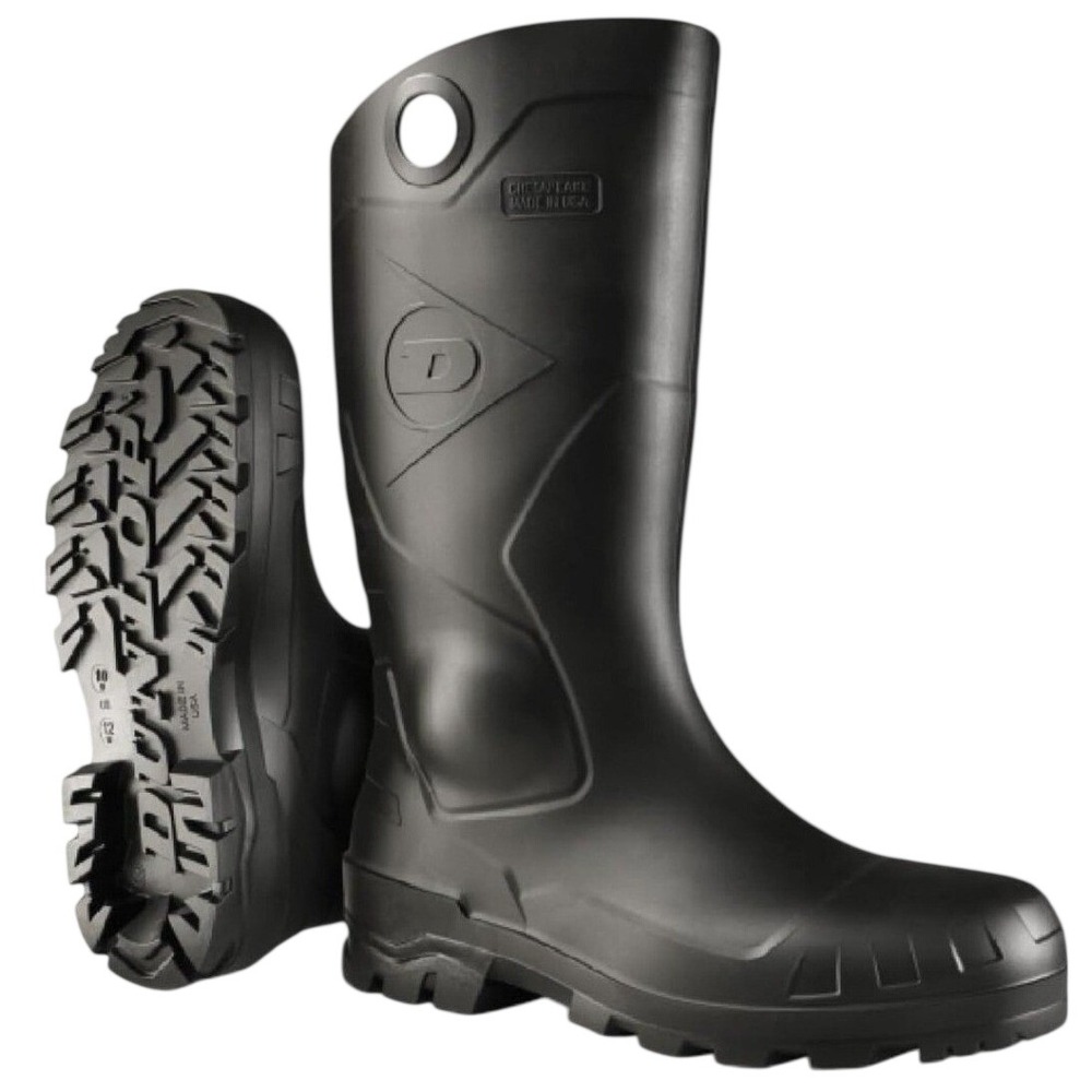 Dunlop Chesapeake Rubber Boots Mens 9 Black Waterproof 13" Soft Toe Made USA NEW